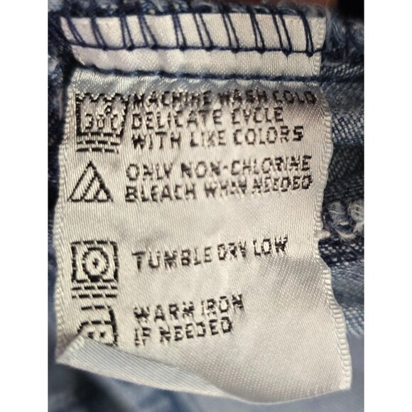 Denim Shirt 1X Floral Embroidery Long Sleeve Button Down cottagecore boho casual - Picture 7 of 8